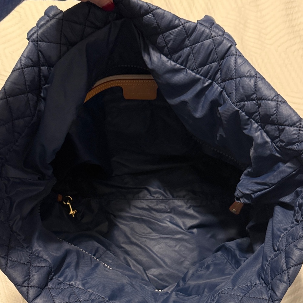 MZ Wallace Medium Metro Quilted Tote in Deep Blue and Black - Picture 5 of 5